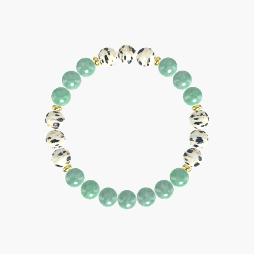 Green Jade and Dalmatian Jasper Bracelet