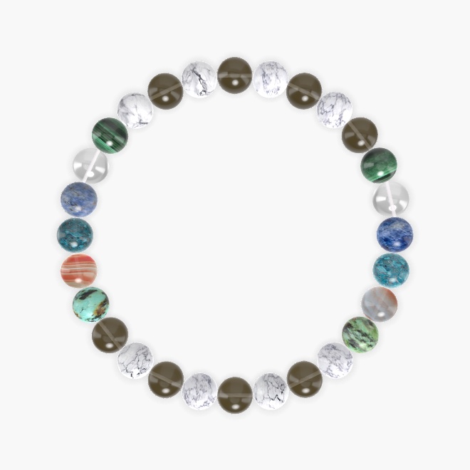 Smoky Quartz, Howlite, African Turquoise and more Gemstone Bracelet