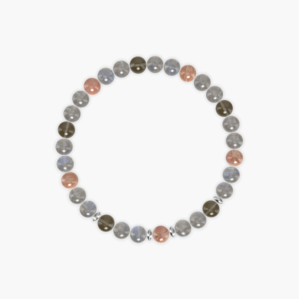 Labradorite, Sunstone and Smoky Quartz Bracelet