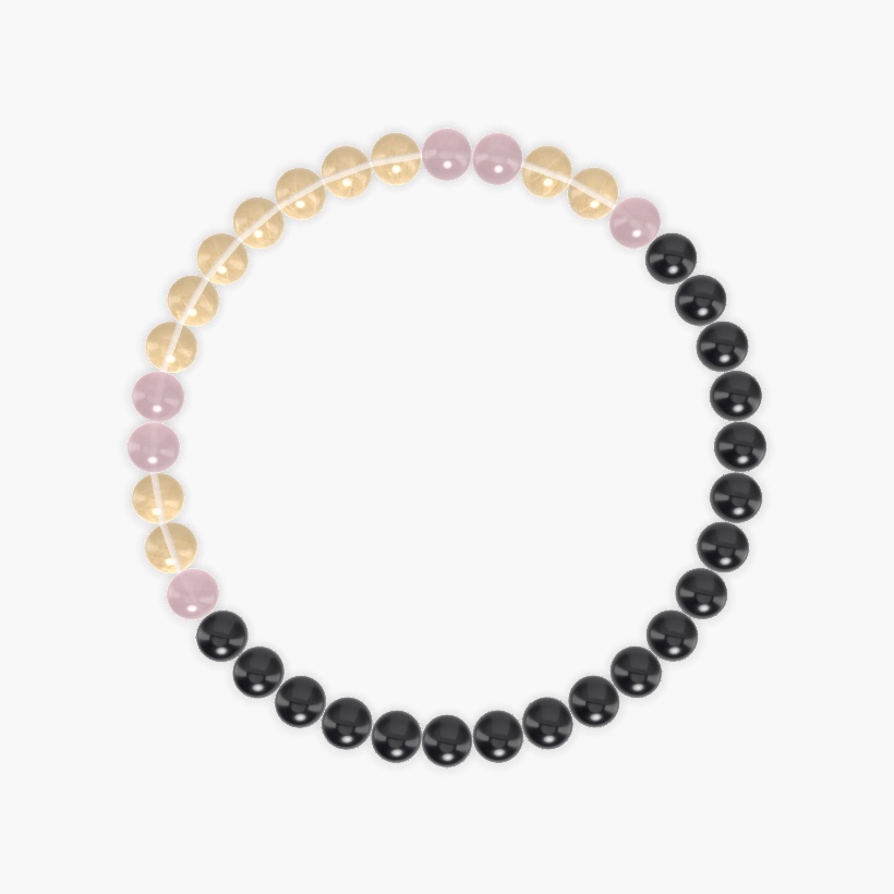 Black Tourmaline, Citrine and Rose Quartz Bracelet