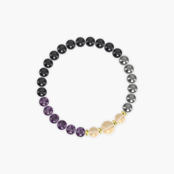 Black Tourmaline, Hematite, Amethyst and more Gemstone Bracelet