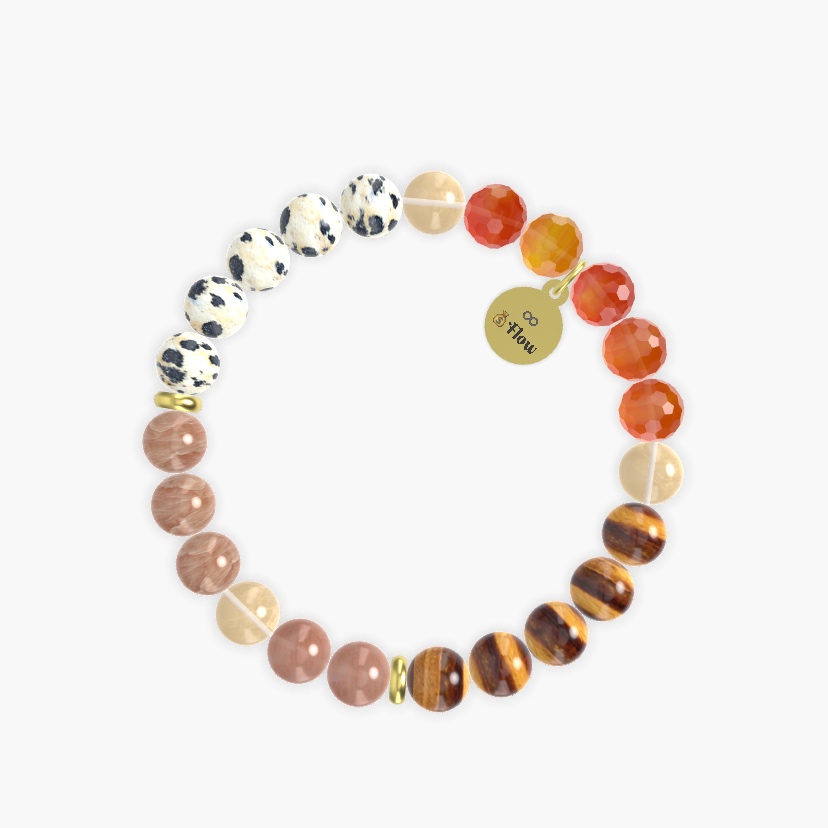 Carnelian, Dalmatian Jasper, Sunstone and more Gemstone Bracelet