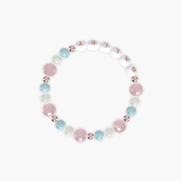 Aquamarine, Moonstone and Rose Quartz Bracelet