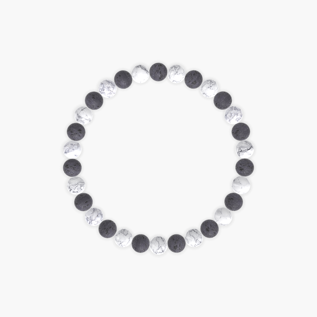 Howlite and Lava Rock Bracelet