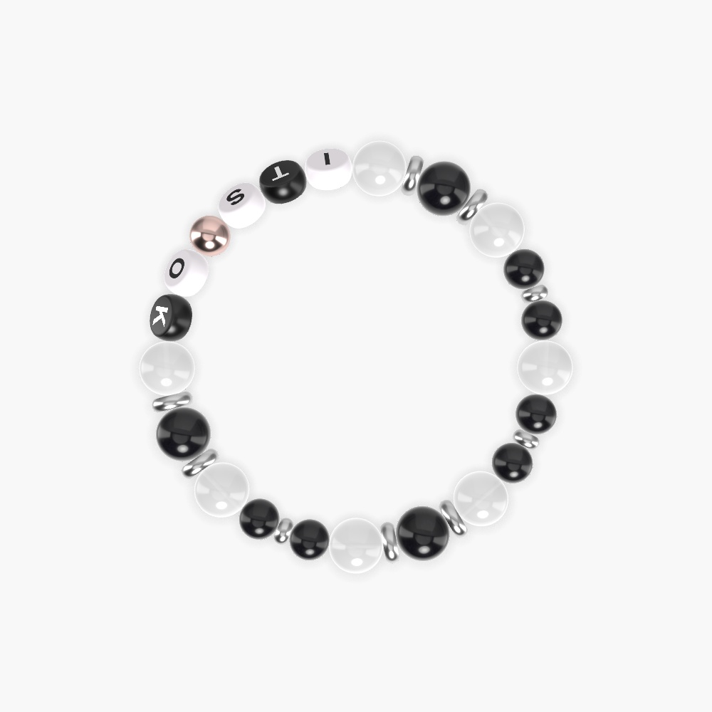 White Jade, Black Obsidian and Black Onyx Bracelet