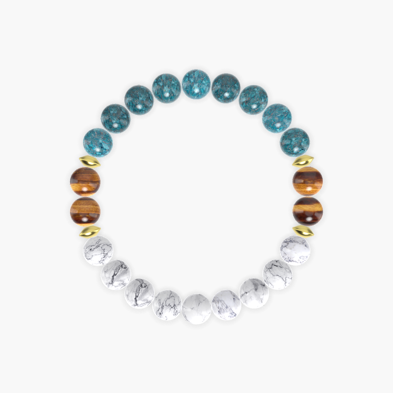 Howlite, Apatite and Tiger Eye Bracelet