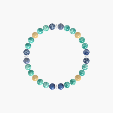Amazonite, Sodalite and Yellow Jade Bracelet
