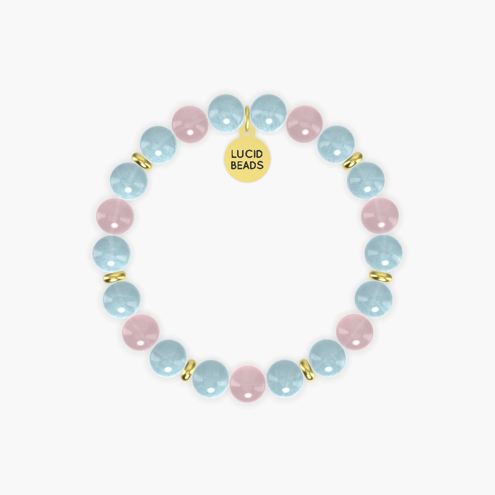 Aquamarine and Rose Quartz Bracelet