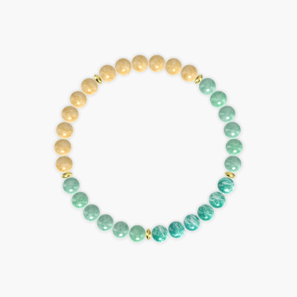 Green Jade, Yellow Jade and Amazonite Bracelet