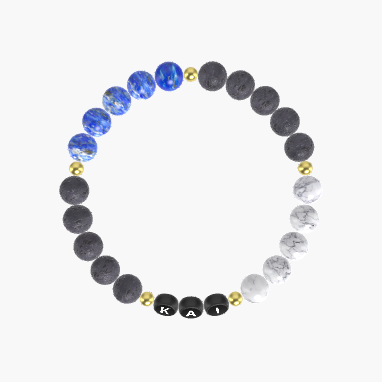 Lava Rock, Howlite and Lapis Lazuli Bracelet