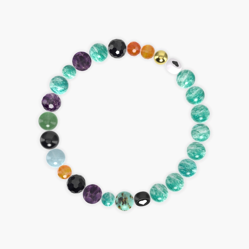 Amazonite, Carnelian, Black Tourmaline and more Gemstone Bracelet