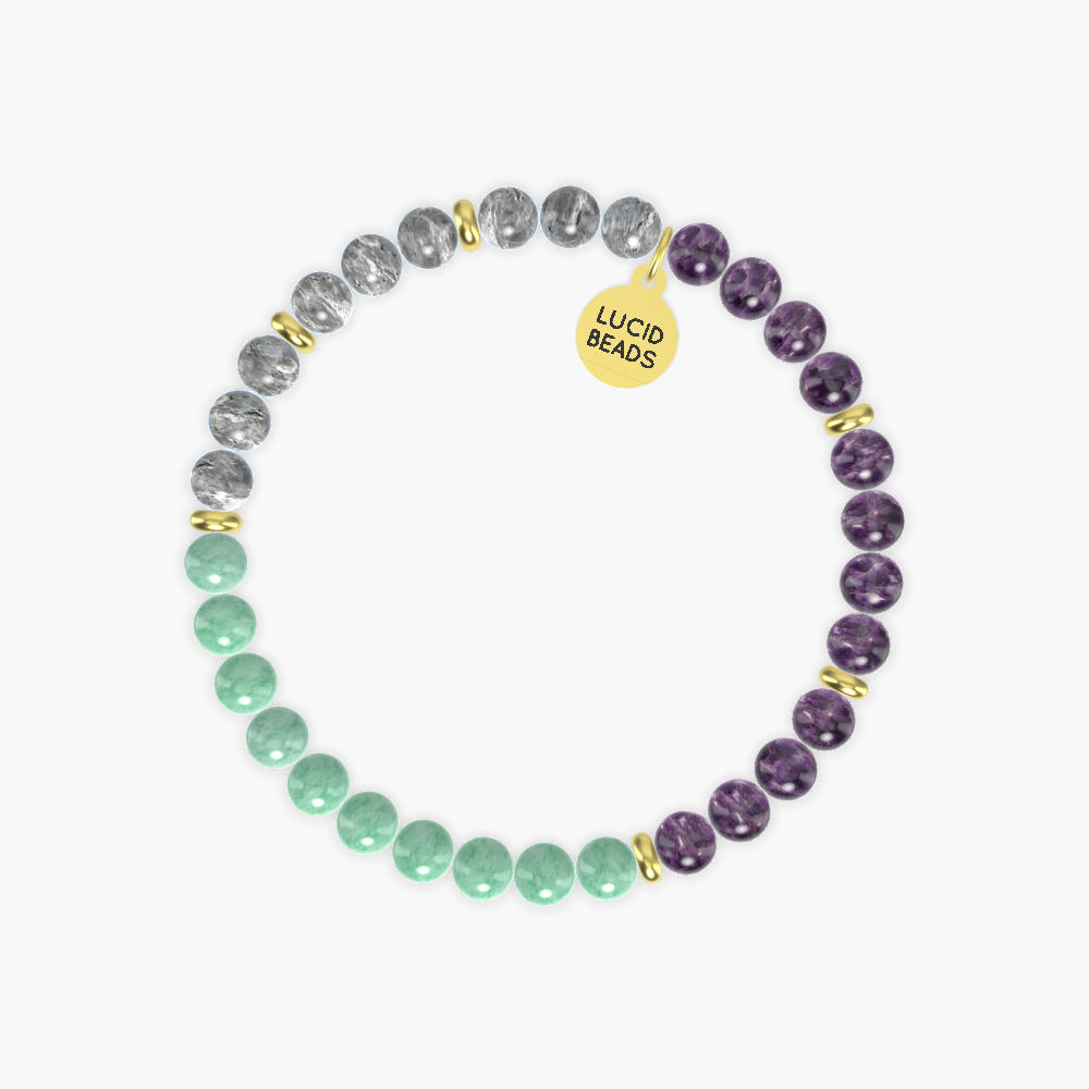 Amethyst, Green Jade and Labradorite Bracelet