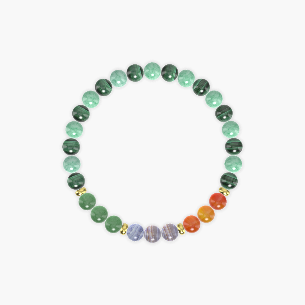 Malachite, Green Jade, Blue Lace Agate and more Gemstone Bracelet