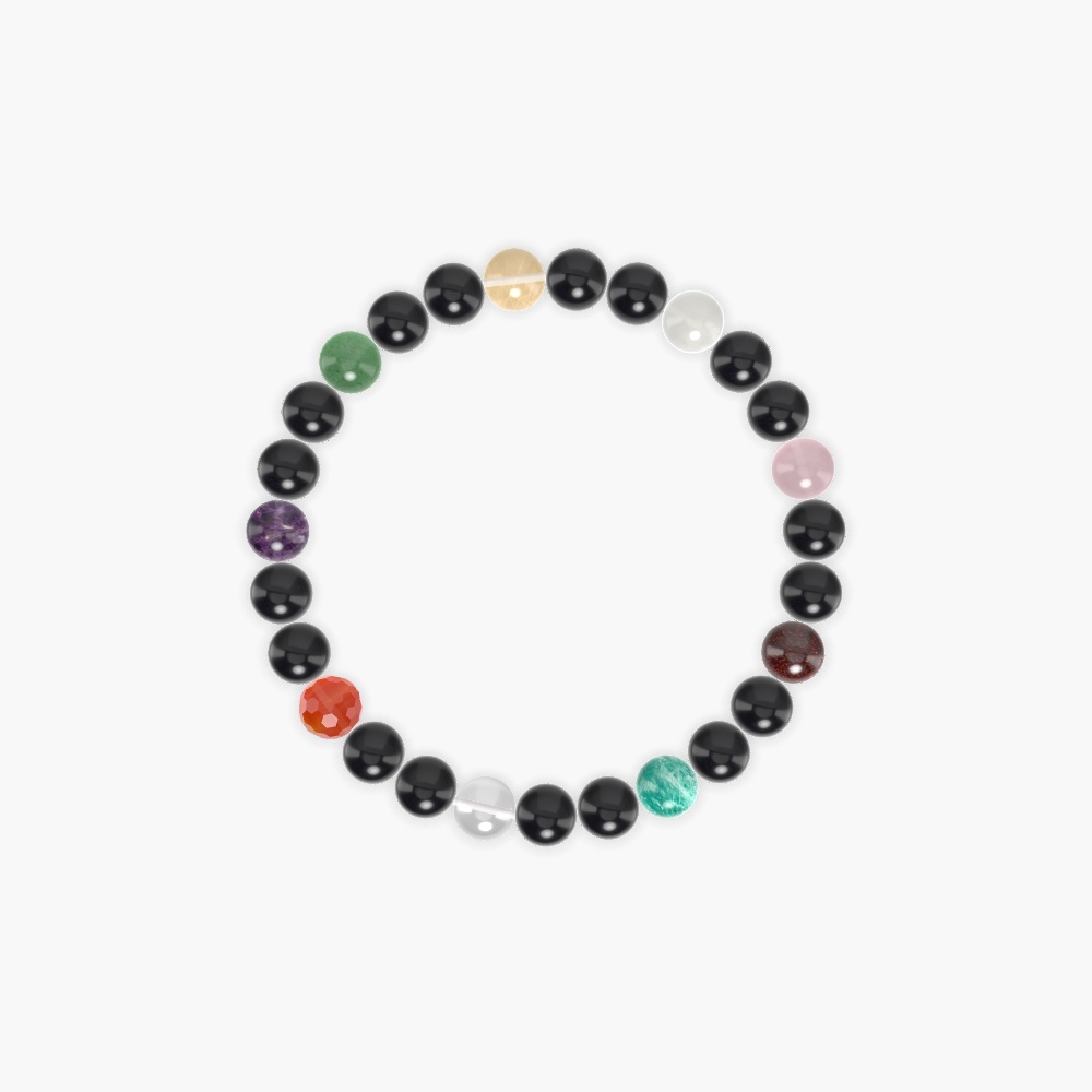 Black Obsidian, Amazonite, Garnet and more Gemstone Bracelet