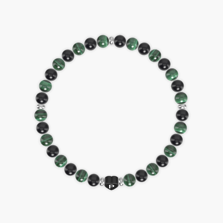 Malachite and Black Obsidian Bracelet