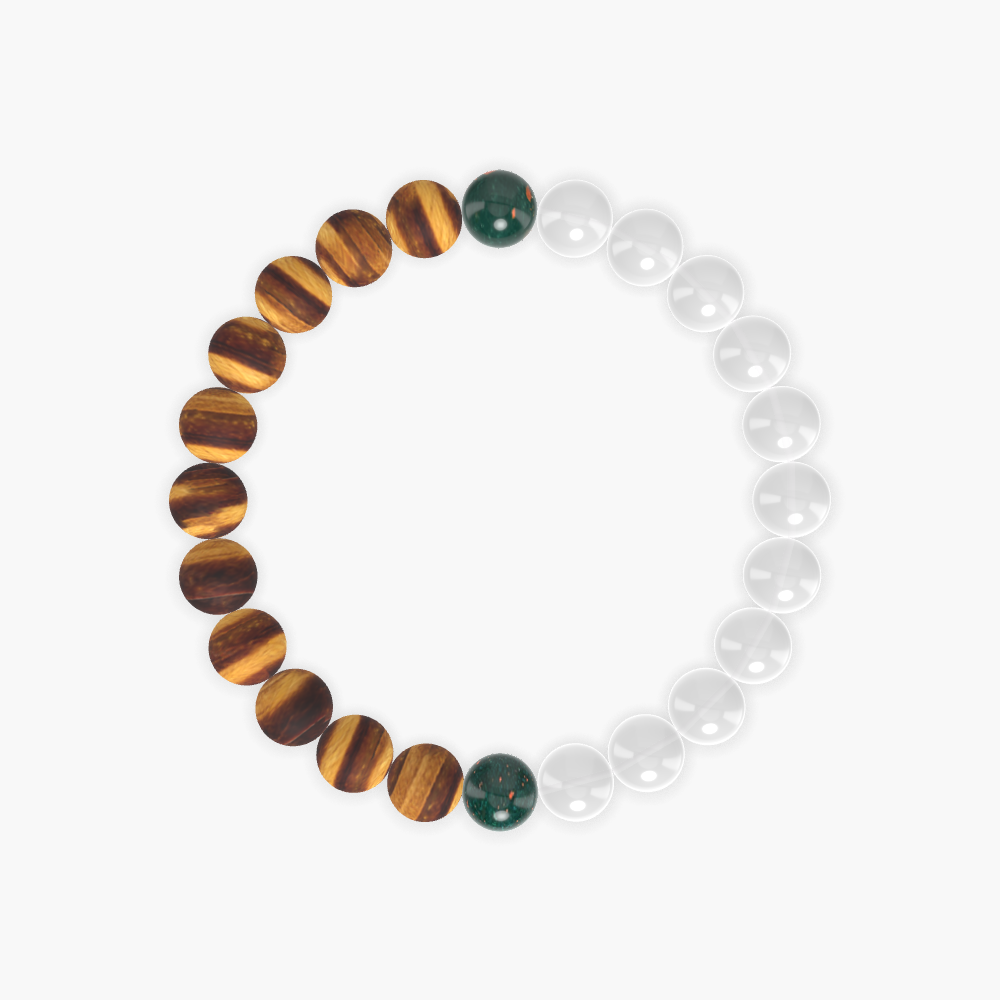 White Jade, Tiger Eye and Bloodstone Bracelet
