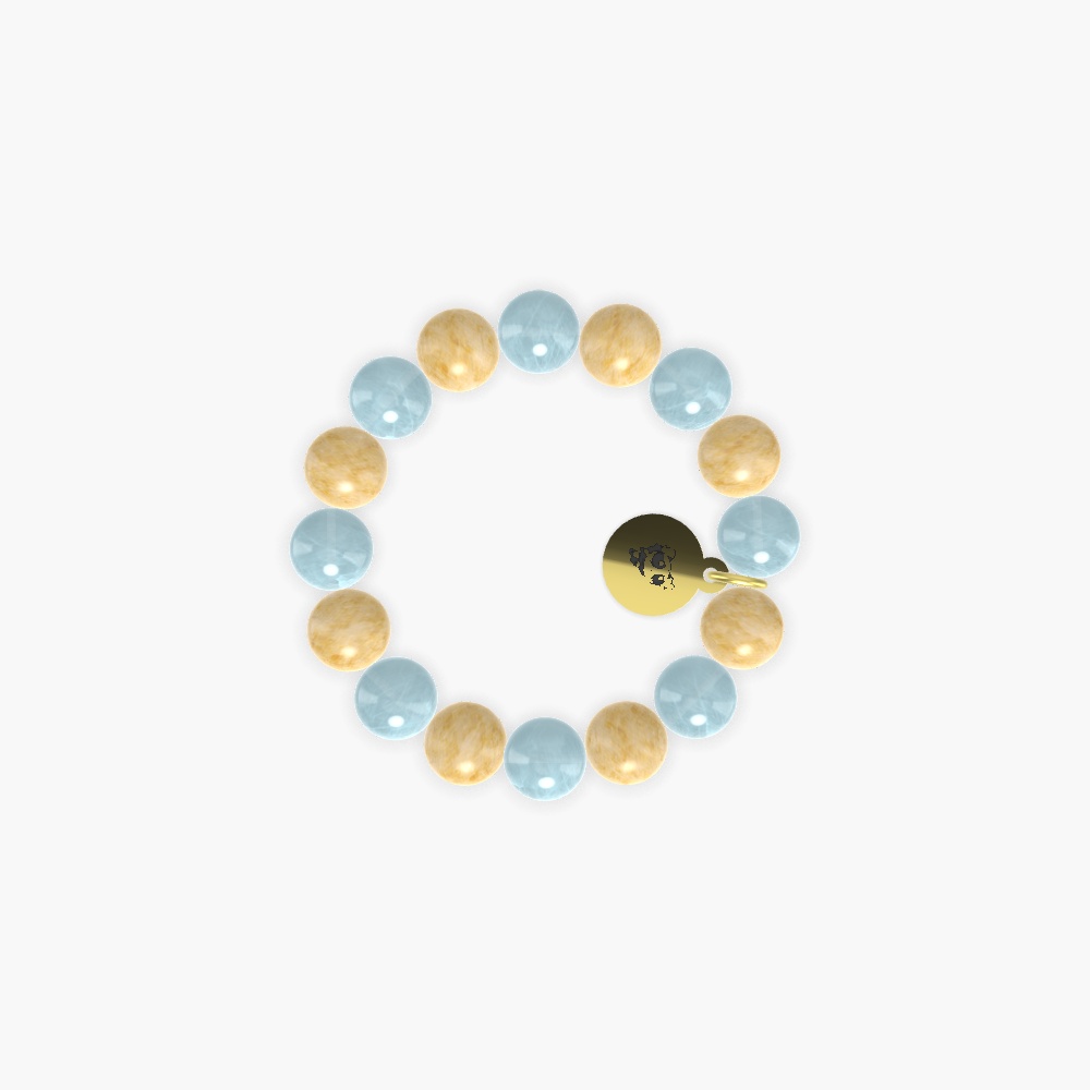 Aquamarine and Yellow Jade Bracelet