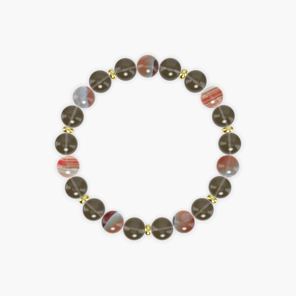 Smoky Quartz and Sardonyx Bracelet