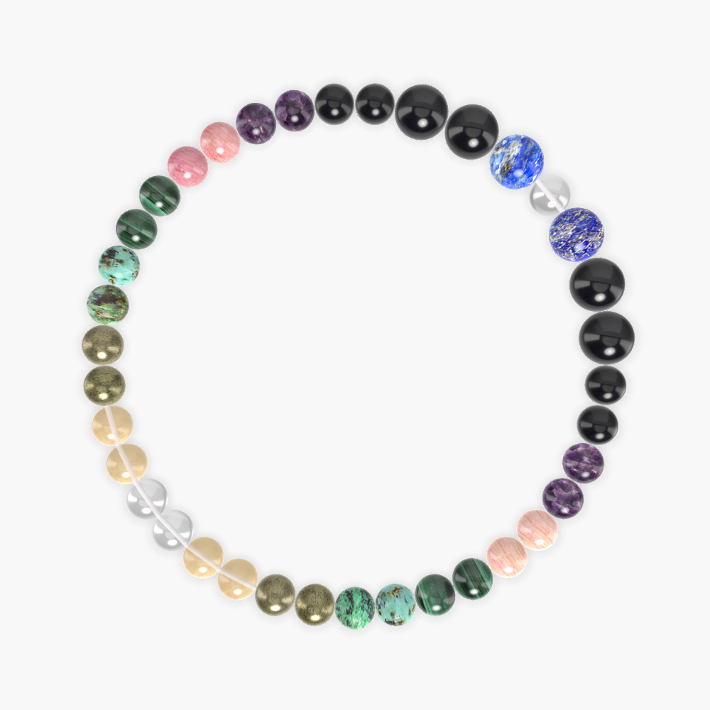 African Turquoise, Malachite, Rhodonite and more Gemstone Bracelet