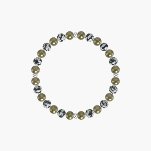 Pyrite and Snowflake Obsidian Bracelet