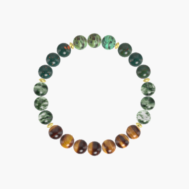 Tiger Eye, Moss Agate, Bloodstone and more Gemstone Bracelet