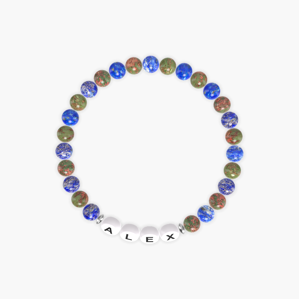 Unakite and Lapis Lazuli Bracelet