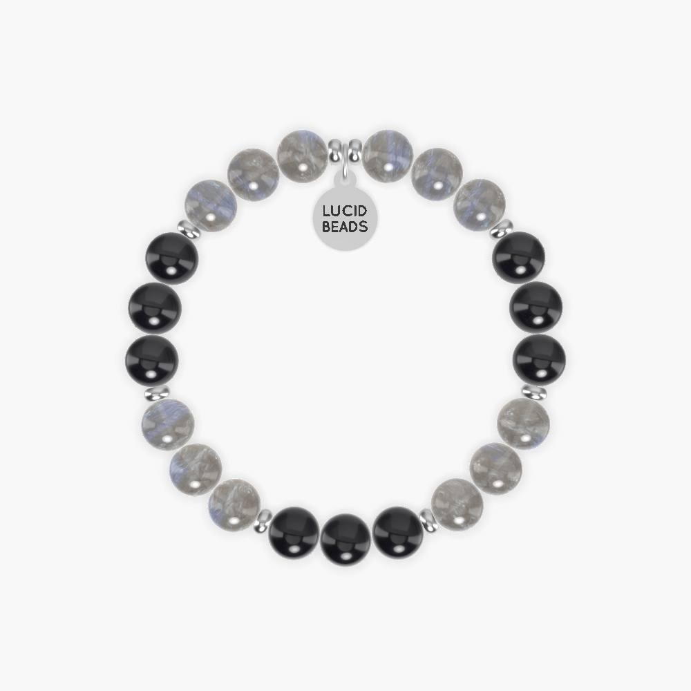 Labradorite, Black Tourmaline and Black Obsidian Bracelet