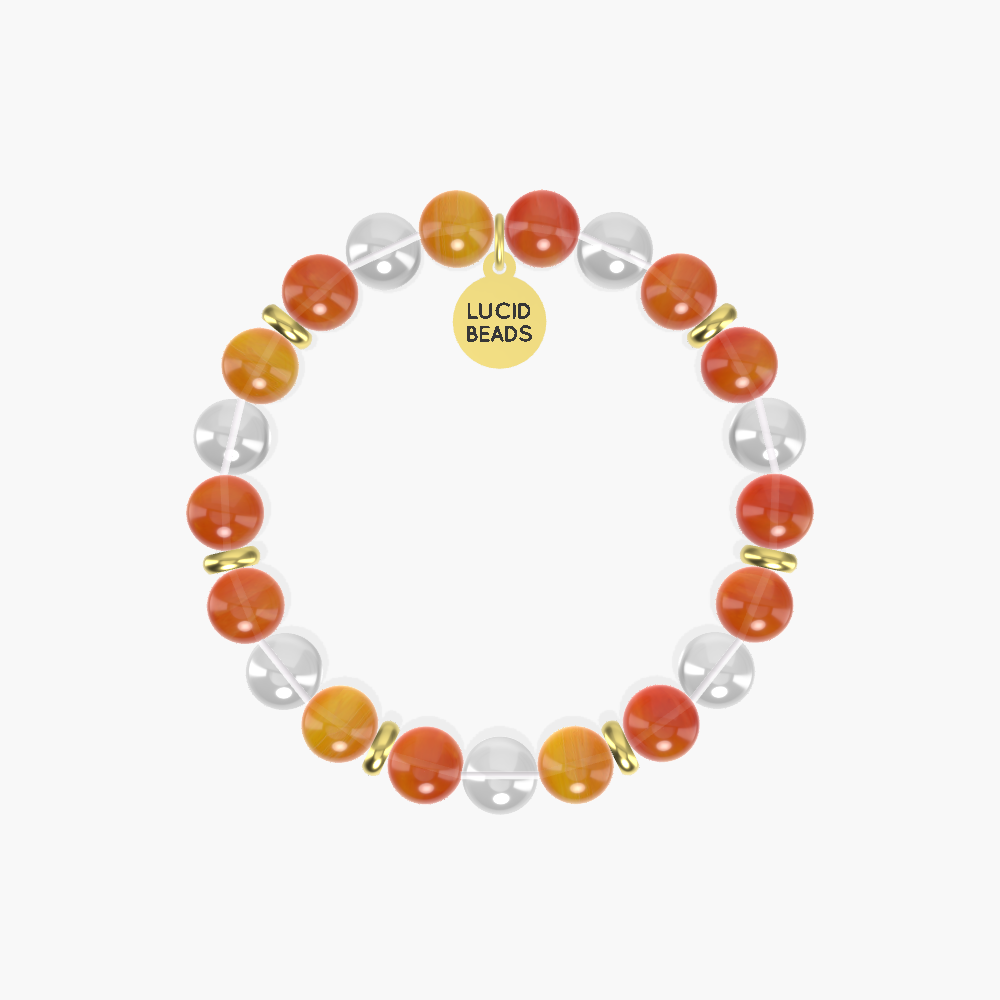 Vitality Harmony Gift - Carnelian and Clear Quartz Bracelet