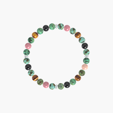 African Turquoise, Black Tourmaline, Tiger Eye and More Gemstone Bracelet