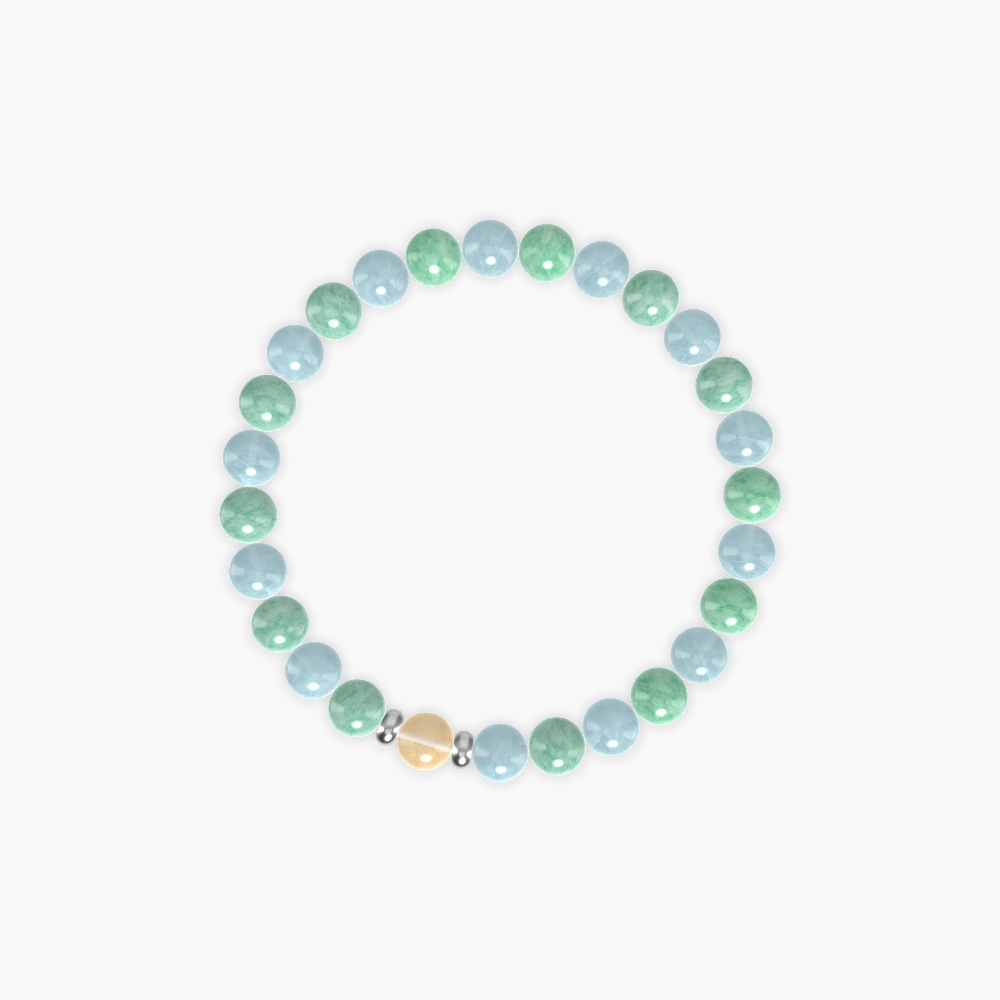 Aquamarine, Green Jade and Citrine Bracelet