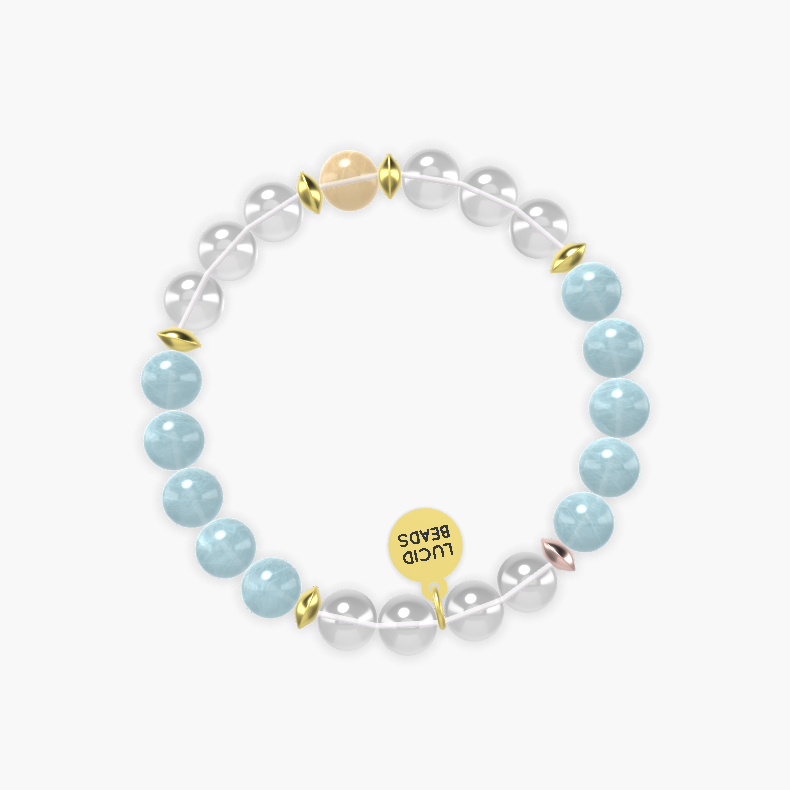 Clear Quartz, Aquamarine and Citrine Bracelet