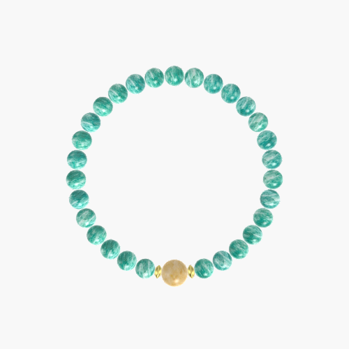 Amazonite and Yellow Jade Bracelet