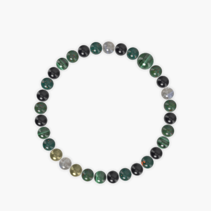 Bloodstone, Black Obsidian, Malachite and more Gemstone Bracelet