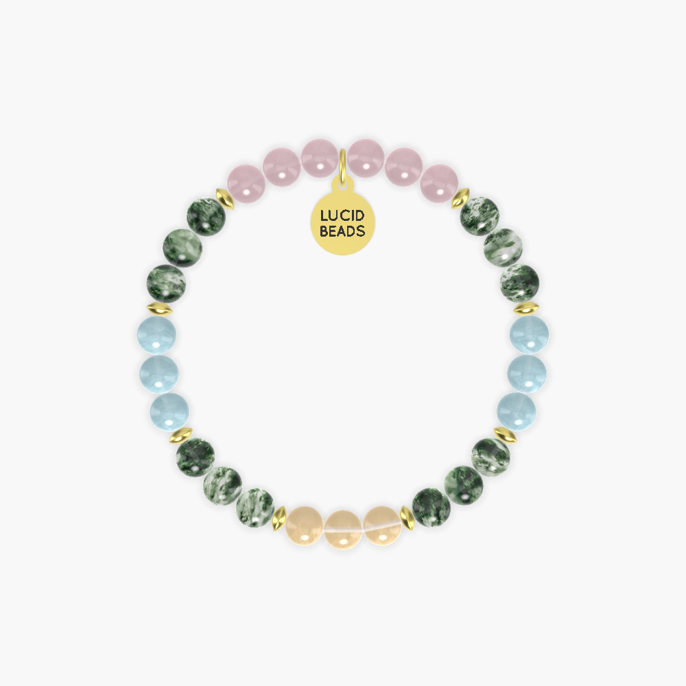 Moss Agate, Aquamarine, Rose Quartz and more Gemstone Bracelet