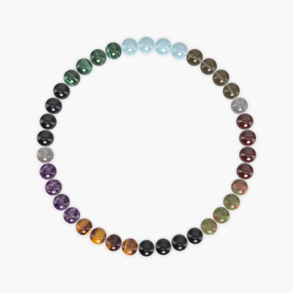 Black Obsidian, Unakite, Garnet and more Gemstone Bracelet