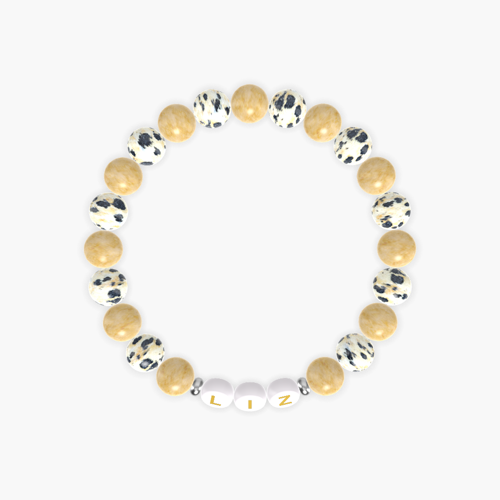Yellow Jade and Dalmatian Jasper Bracelet