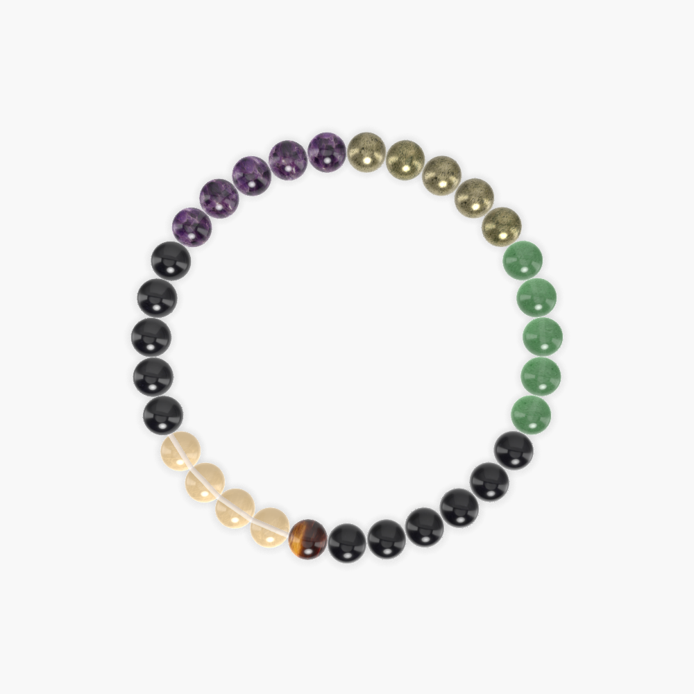 Black Obsidian, Aventurine, Pyrite and more Gemstone Bracelet