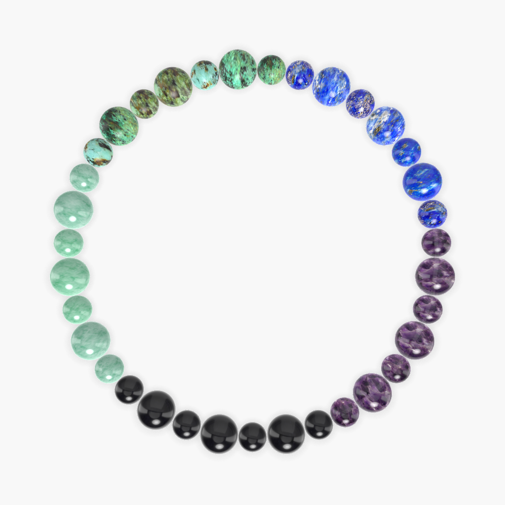 Black Obsidian, Amethyst, Lapis Lazuli and more Gemstone Bracelet