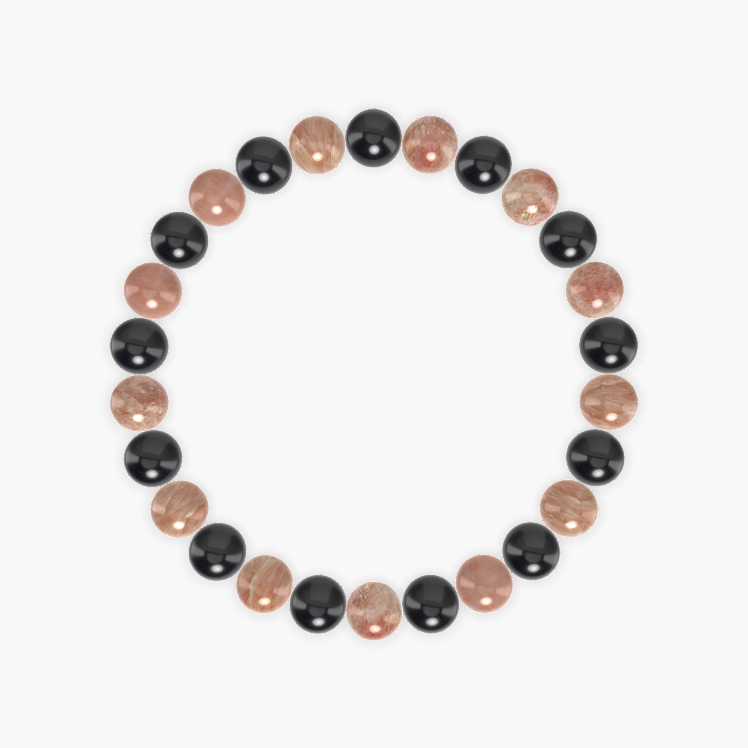 Sunstone and Black Tourmaline Bracelet