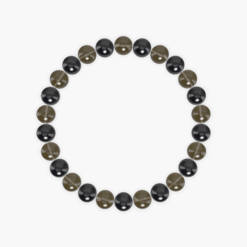 Black Tourmaline and Smoky Quartz Bracelet