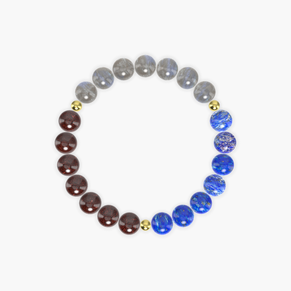 Lapis Lazuli, Labradorite and Garnet Bracelet