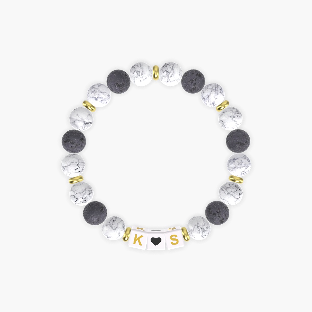 Howlite and Lava Rock Bracelet