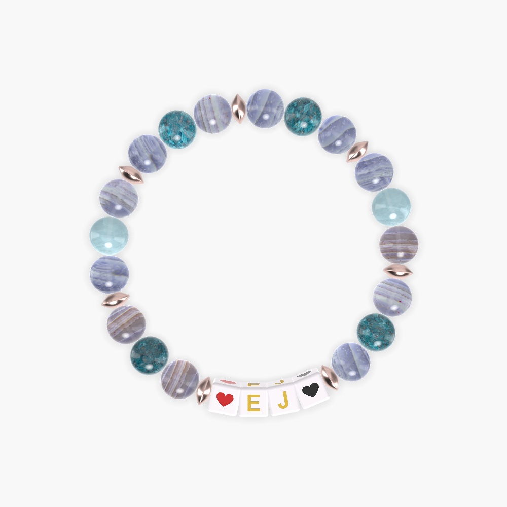 Blue Lace Agate, Apatite and Aquamarine Bracelet