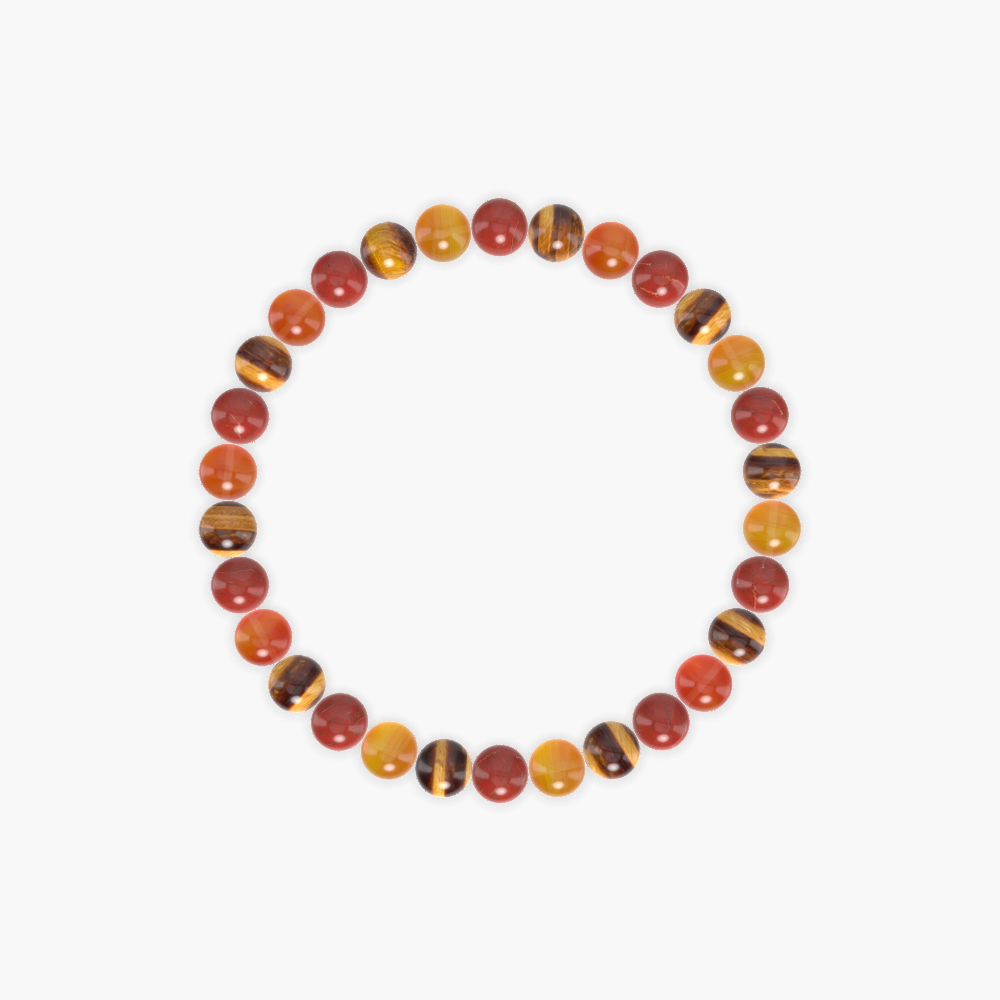 Red Jasper, Carnelian and Tiger Eye Bracelet