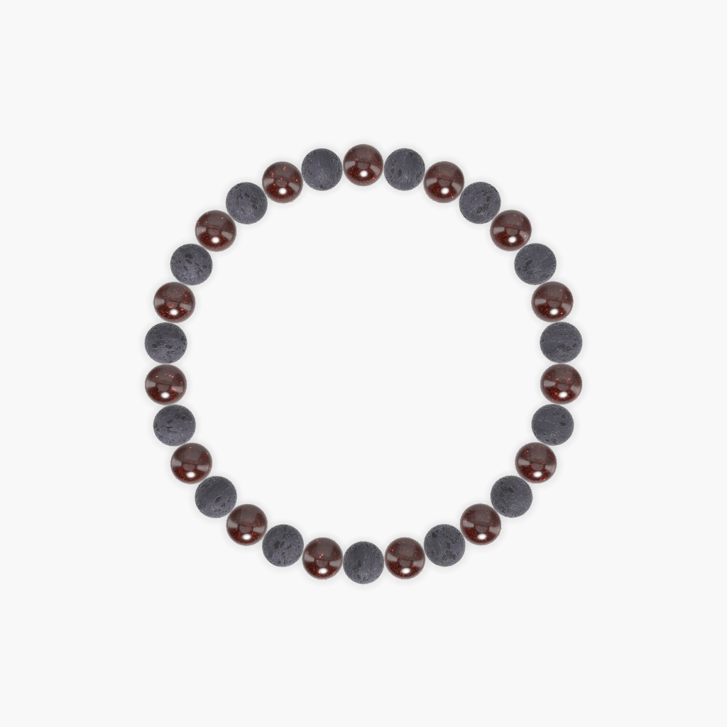 Lava Rock and Garnet Bracelet