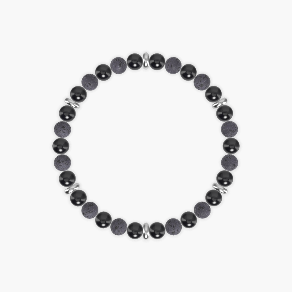 Black Tourmaline and Lava Rock Bracelet