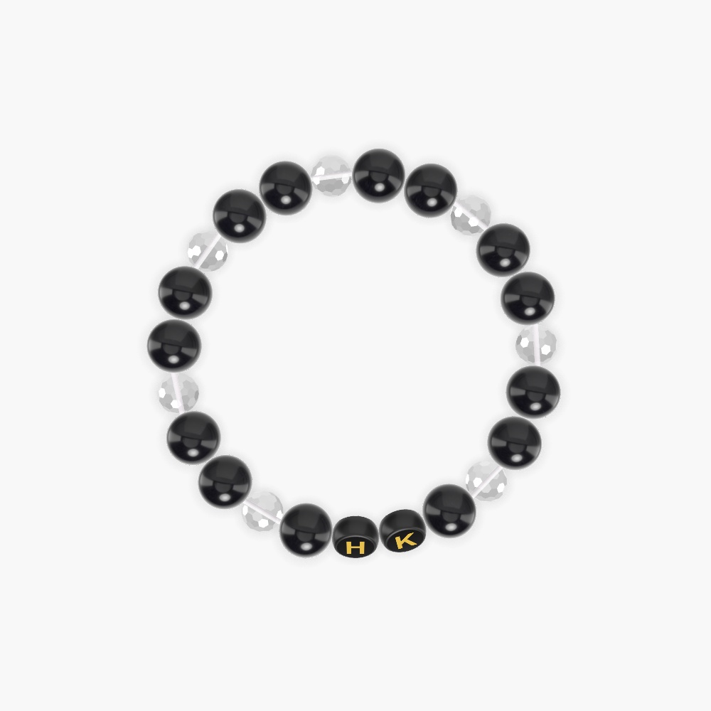Black Obsidian and Clear Quartz Bracelet