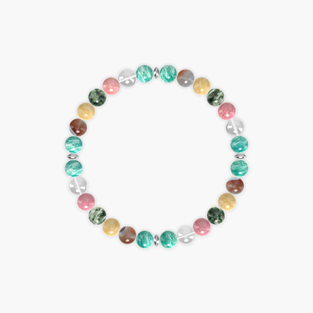 Amazonite, Clear Quartz, Rhodonite and more Gemstone Bracelet