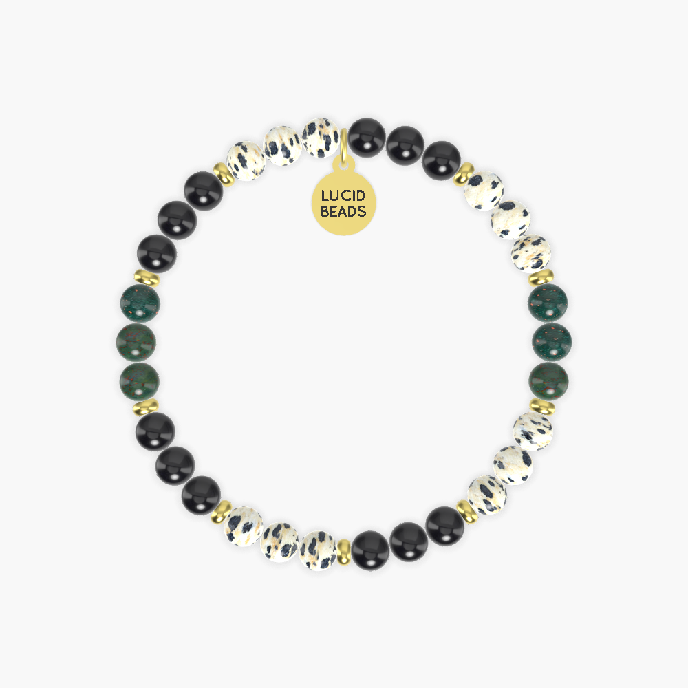 Black Tourmaline, Dalmatian Jasper and Bloodstone Bracelet
