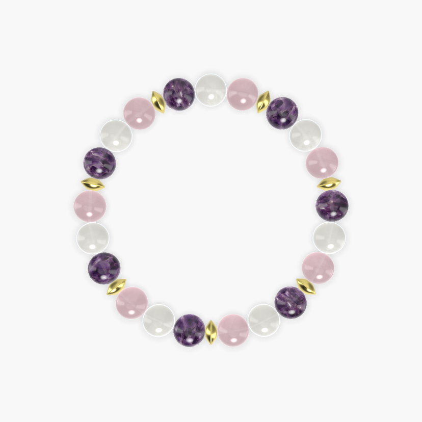 Rose Quartz, Moonstone and Amethyst Bracelet